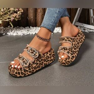 Brown and Black Comfort Sandals with Adjustable Straps